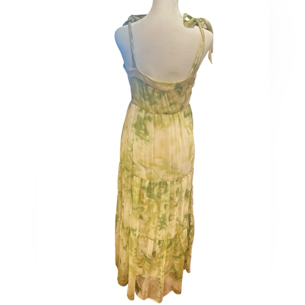 REVOLVE Line & Dot PalmTie Shoulder Tiered Maxi Dress Green Tie Dye Cottagecore - Picture 5 of 7